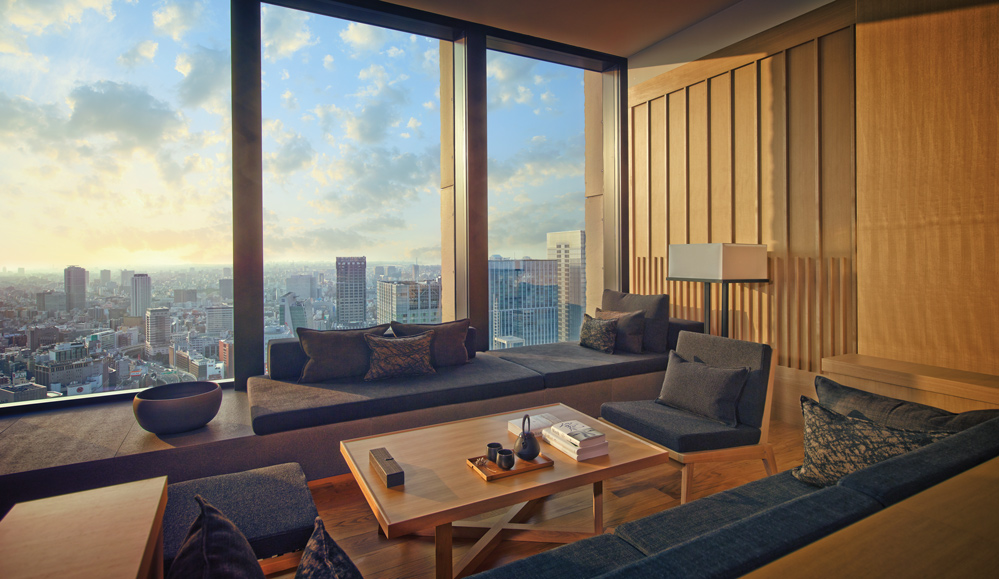 The premier living area at Aman Tokyo, Japan